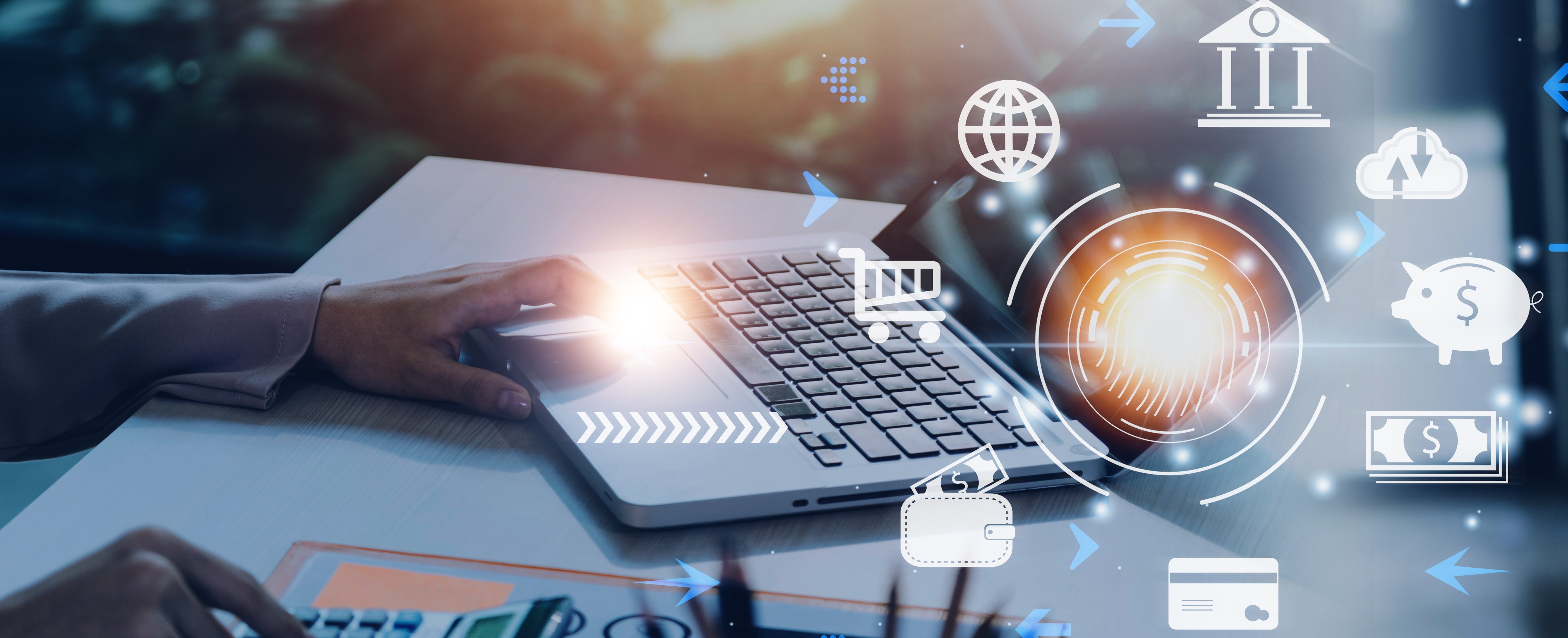 Background image of a chrome faucet with reflections